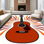 Guitar Sunburst Orange Red Rays Rug