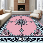 Pink Mandala Floral Border Rug