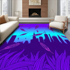 Purple Feather Cityscape Skyline Rug