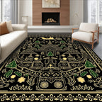 Vintage Black Gold Village Sleigh Rug