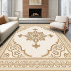 Ornate Golden Scrolling Floral Medallion Rug