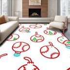 Red White Green Christmas Baseball Ornaments Rug