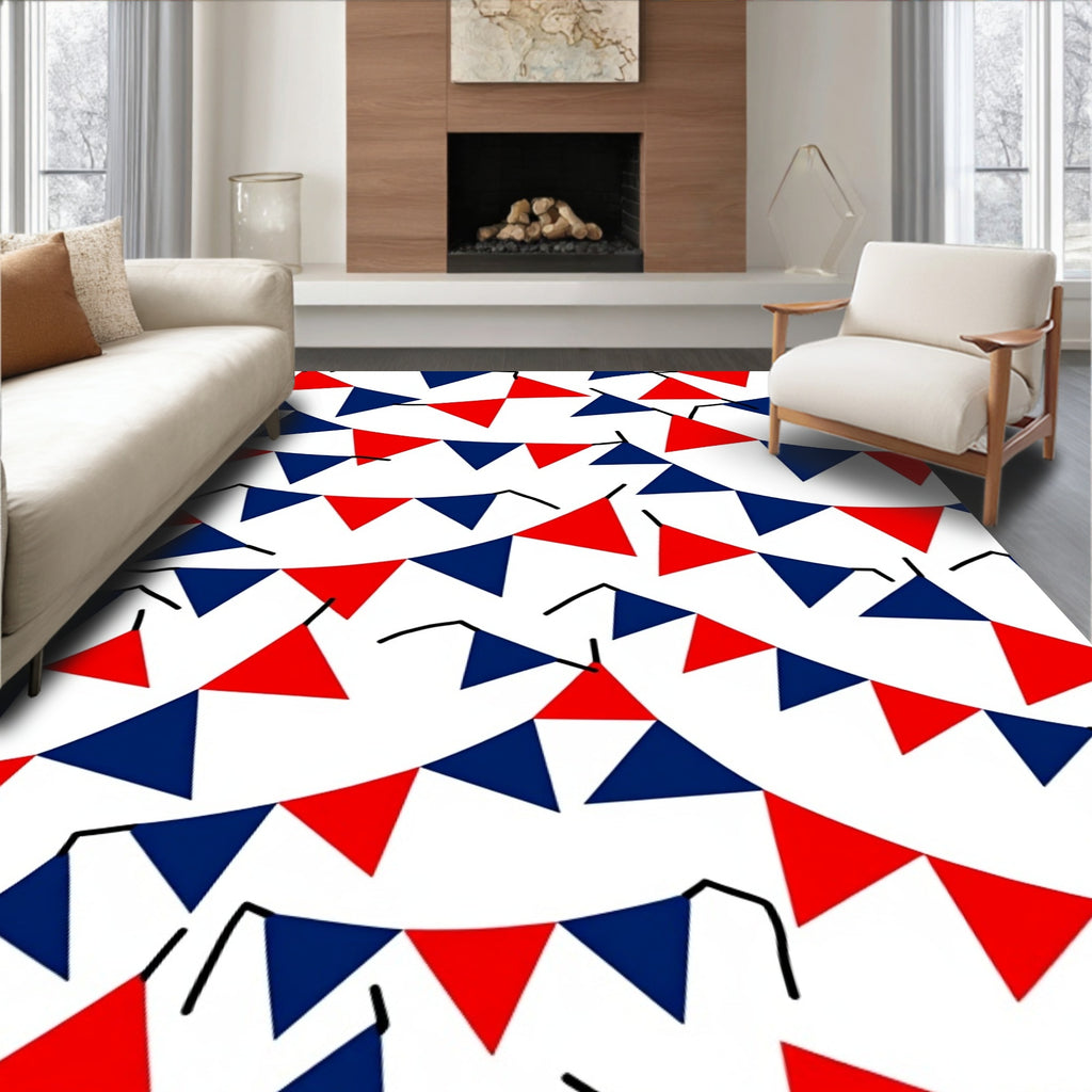 Red Blue Bunting Garland Rug