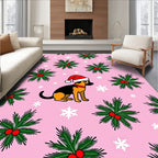 Pink Puppy Christmas Pine Sprig Rug