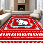 Winter White Rabbit Snowflake Border Rug