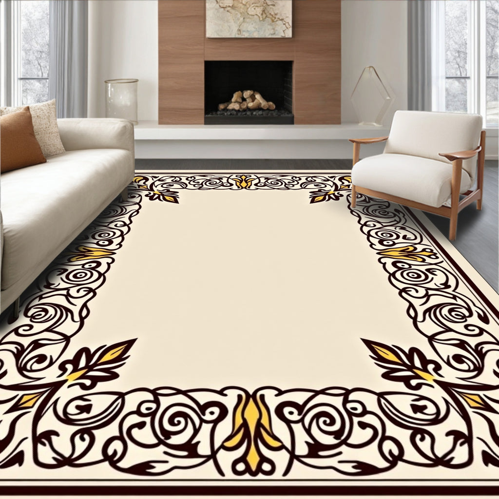 Victorian Amber Swirl Border Rug