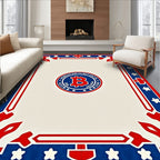 Red Blue White Heraldic Stars Border Rug