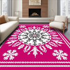 Fuchsia Snowflake Medallion Floral Border Rug