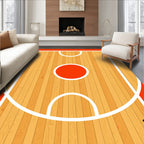Orange Basketball Court Wood Grain Rug