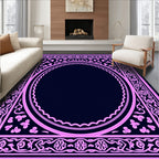 Ornate Pink And Navy Floral Arch Rug