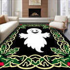 Whimsical White Ghost Holly Border Rug