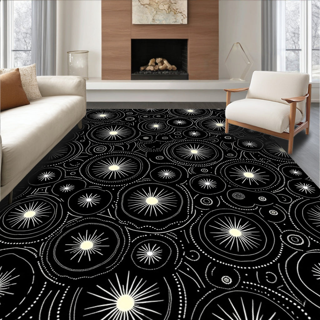 Midnight Sunburst Mandala Collection Rug