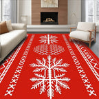 Crimson White Folk Art Tree Border Rug