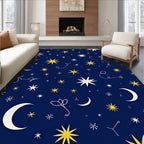 Midnight Celestial Moon Star Garland Rug