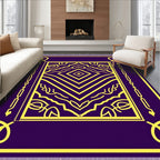 Deep Purple Yellow Geometric Medallion Rug