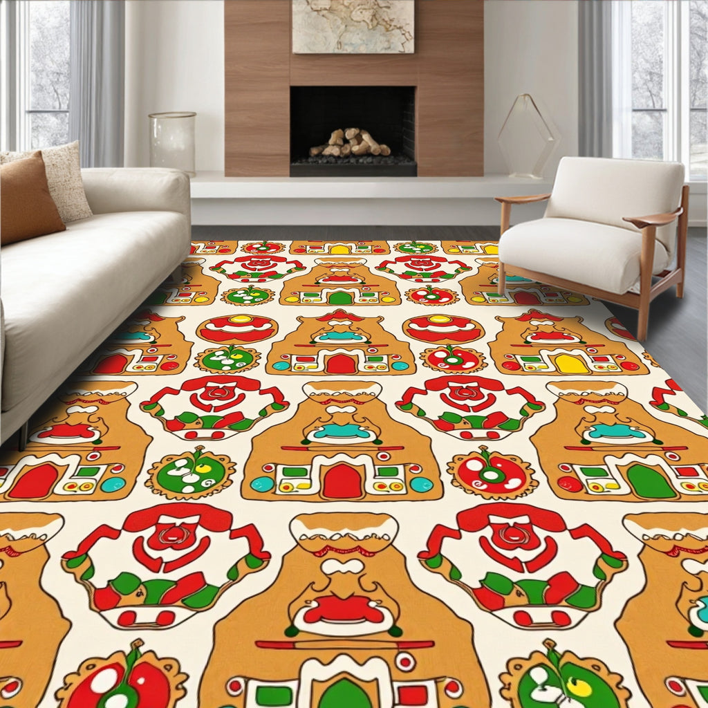 Gingerbread Houses Christmas Cookies Garland Rug