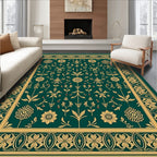 Emerald Gold Floral Botanical Garden Rug