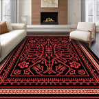 Crimson Intricate Tribal Medallion Rug