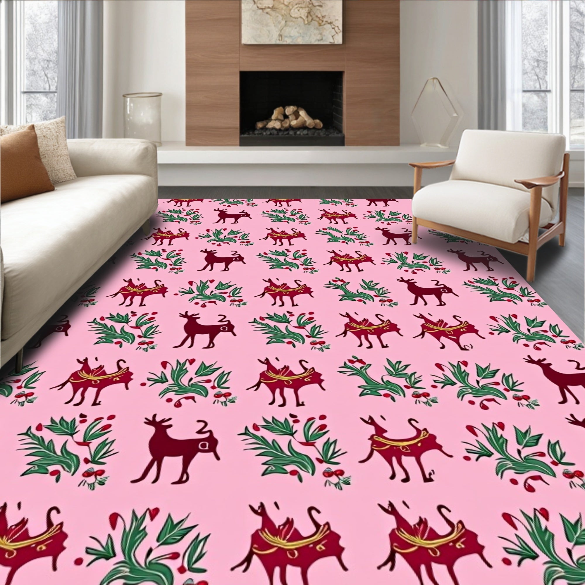 Crimson Deer Garden Folktale Rug