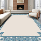 Ornate Blue Floral Square Border Rug