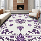 Violet Floral Medallion Border Rug