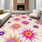 Vibrant Pink Purple Yellow Starburst Rug