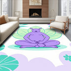 Lavender Kangaroo Meditating Floral Garden Rug