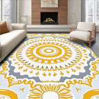 Golden Yellow Circular Medallion Rug