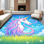 Pastel Rainbow Unicorn Fantasy Meadow Rug