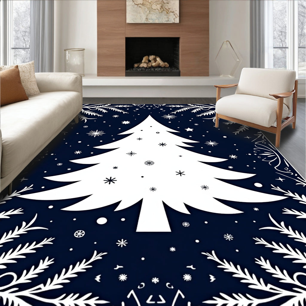 Winter Snowflake Christmas Tree Garden Rug