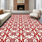 Crimson Cream Interlocking Geometric Medallion Rug