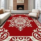 Crimson Floral Corner Frame Medallion Rug