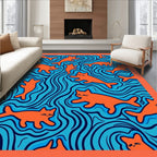 Orange Cats Aquatic Whimsical Flow Rug