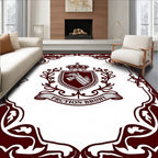 Maroon Crest Crown Embellished Frame Rug