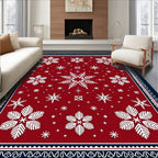 Deep Red Snowflake Scatter Rug