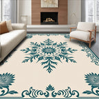 Teal Floral Intricate Medallion Rug