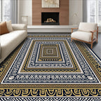 Geometric Ivory Gold Concentric Frames Rug