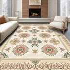 Coral Peach Floral Arrangement Rug