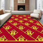 Crimson and Gold Lantern Motif Rug