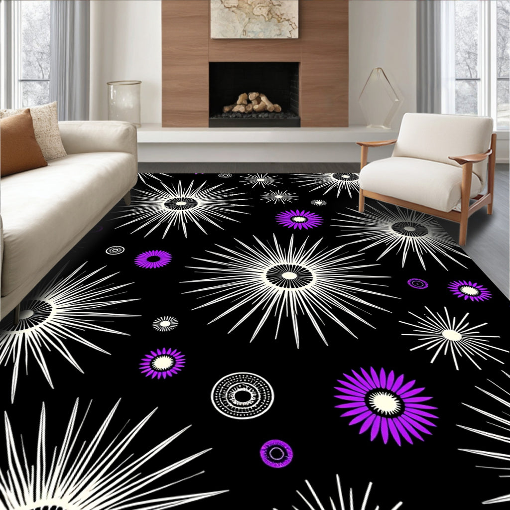 Black Purple Starburst Medallion Rug