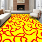 Abstract Red Swirl Yellow Field Rug