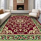 Ornate Maroon Floral Medallion Rug