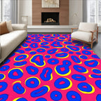 Vibrant Pink Blue Leopard Spots Rug
