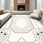 Modern Geometric Gray Linear Octagon Rug