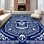 Bold Indigo Skull Mandala Rug