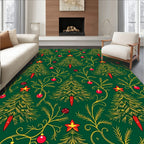 Green Red Gold Christmas Tree Garland Rug