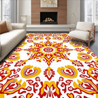 Red Yellow Medallion Starburst Rug
