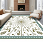 Golden Olive Botanical Burst Rug