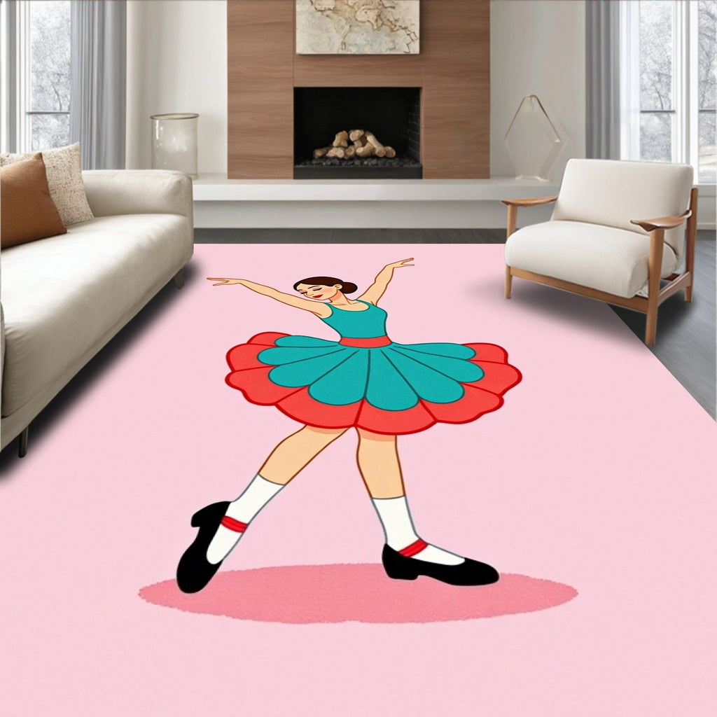 Joyful Ballerina Skirt Pink Pose Rug