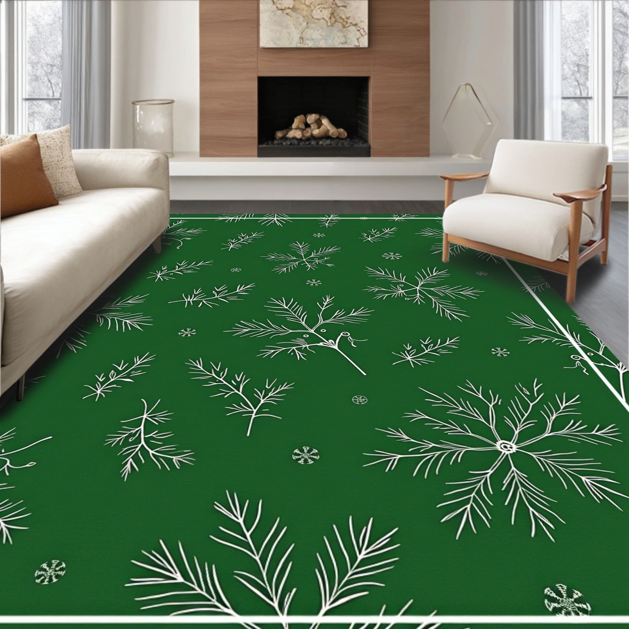 White Pine Needle Festive Snowflake Rug